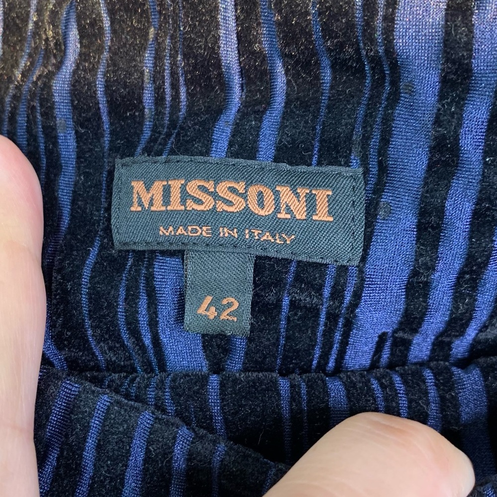 Missoni Velvet Midi Dress 3/4 Sleeves Blue Black Women’s Sz 42 (US 6) - Picture 5 of 8